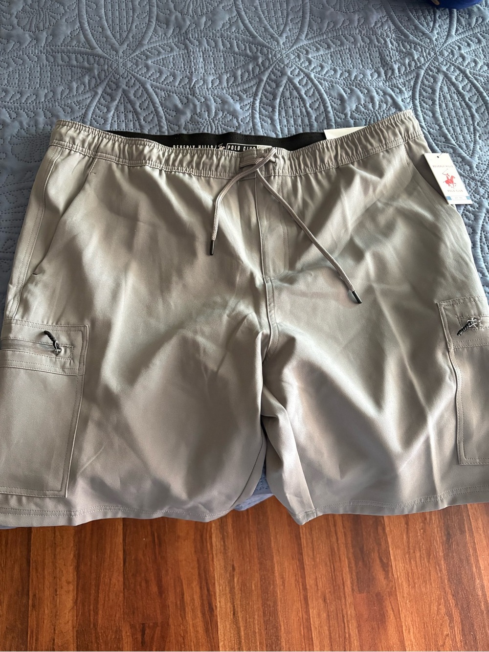 Beverly Hills Polo Club Men's Cargo Drawstring Shorts - Light Gray